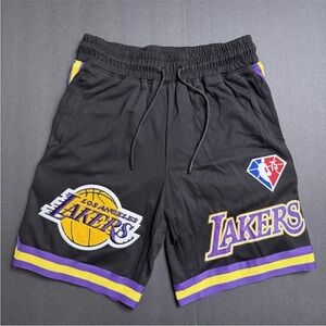 PRO STANDARD NBA LA Lakers Black Shorts 17x World Champions Patches Men’s Size L